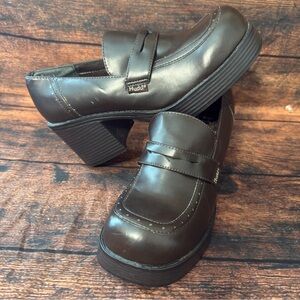 Vintage 90s Mudd Chunky Platform Loafers 🤎 Dark Academia // Size 10